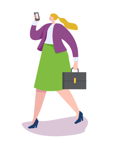 woman walking while on cell phone graphic
