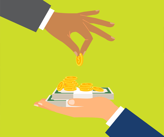 Hand dropping coins illustration
